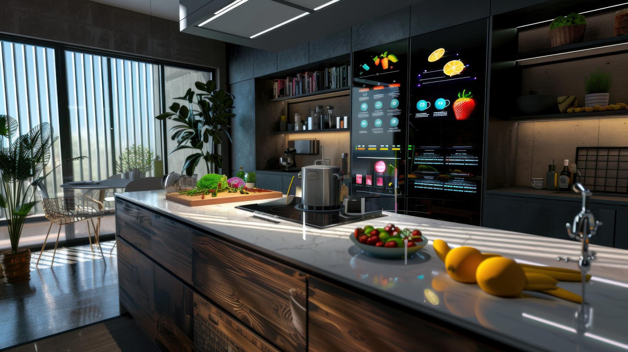 Cucina moderna con strumenti tecnologici